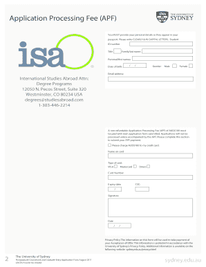 University of Sydney International Student Application Form