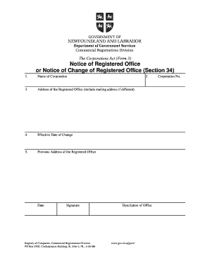 Notice of Registered Office Change
