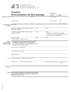 Formulaire de transfert de la prestation de libre passage