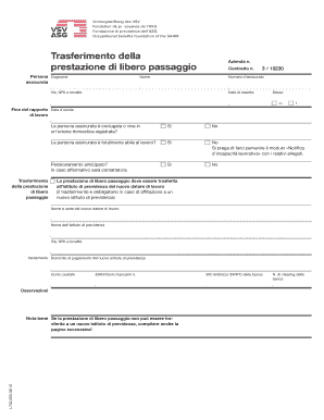Formulaire de transfert de la caisse de pension