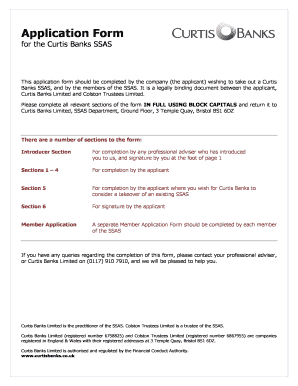 Curtis Banks SSAS Application Form