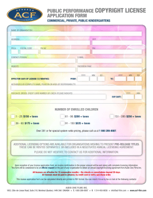 Public Performance Copyright License Application