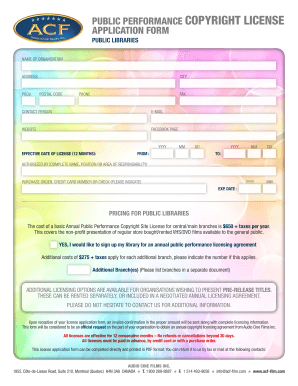 Public Performance Copyright License Application