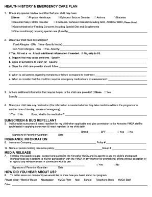 Health History & Emergency Care Plan