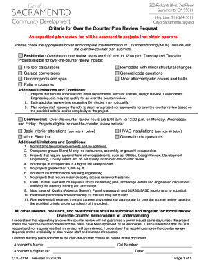 Over-the-Counter Plan Review Request