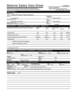 Material Safety Data Sheet for Pepper 10