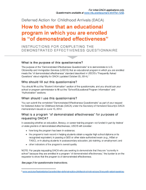 Demonstrated Effectiveness Questionnaire for DACA