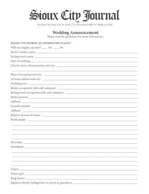 Wedding Announcement Form