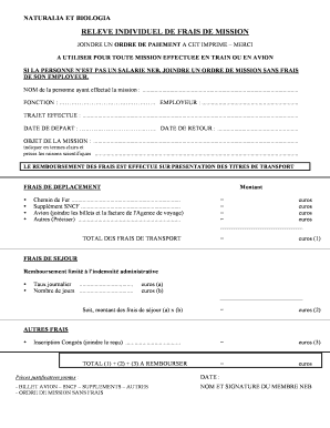 Relevé individuel de frais de mission