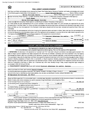 Oregon Vacant Land Real Estate Sale Agreement