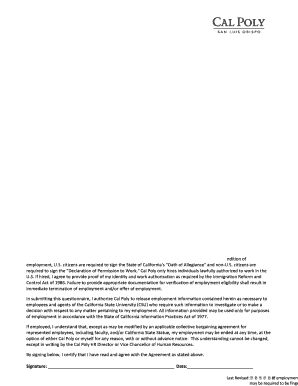 Supplemental Employment Application Questionnaire