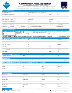 Commercial Credit Application Form
