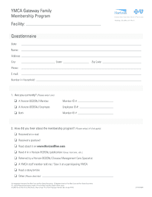 YMCA Gateway Family Membership Questionnaire