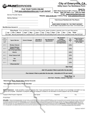 City of Emeryville Utility Users Tax Remittance Form