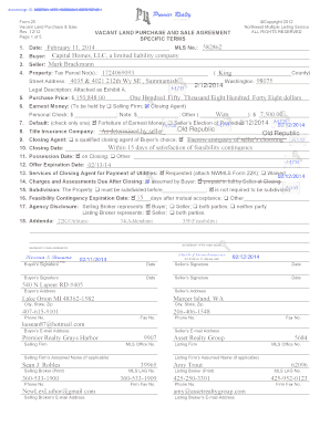 Vacant Land Purchase and Sale Agreement