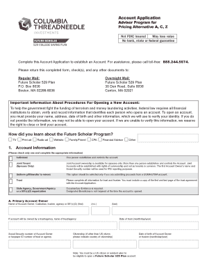 Future Scholar 529 Plan Account Application