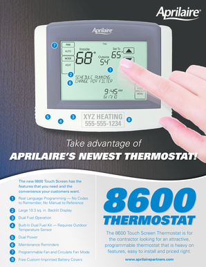 Aprilaire 8600 Thermostat Custom Imprint Form