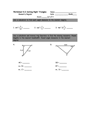 Geometry Right Triangle Worksheet