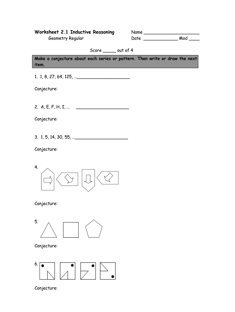 High Worksheet Inductive Reasoning Pdf - Fill Online, Printable Intended For Inductive And Deductive Reasoning Worksheet