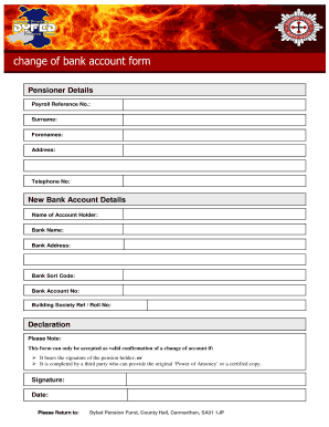 Pensioner Bank Account Change Form