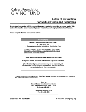 Calvert Foundation Letter of Instruction