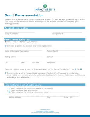 Grant Recommendation Form