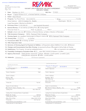 Vacant Land Purchase and Sale Agreement