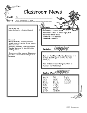 Classroom Newsletter Template