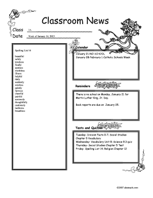 Classroom Newsletter Template