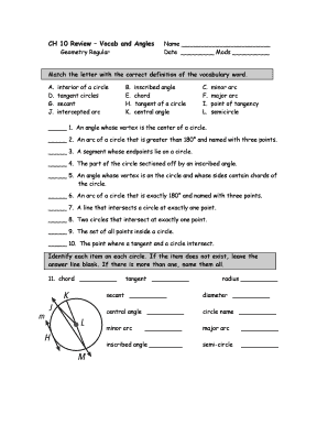 Geometry Vocabulary and Angles Review