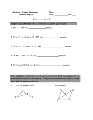 Drawing Conclusions Geometry Worksheets - Fill and Sign Printable Template  Online
