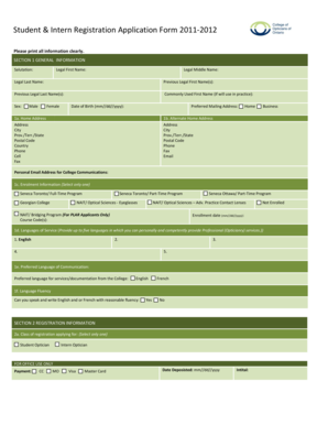 Student & Intern Registration Application Form