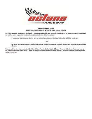 Minor Waiver Form for Kart Racing