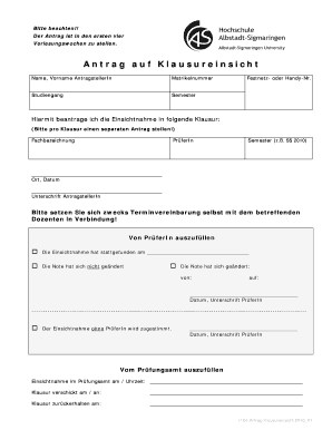 Antrag auf Klausureinsicht