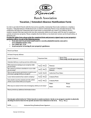 Vacation Absence Notification Form