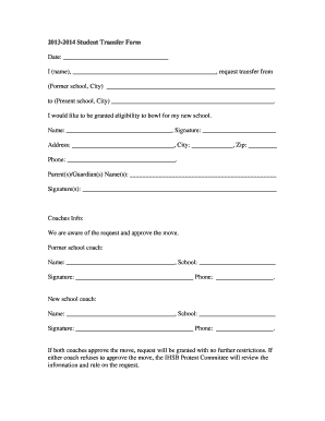 Student Transfer Form