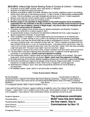 Indiana High School Bowling Rules of Conduct & Uniform