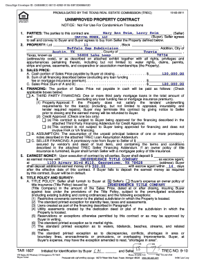 Texas Unimproved Property Contract