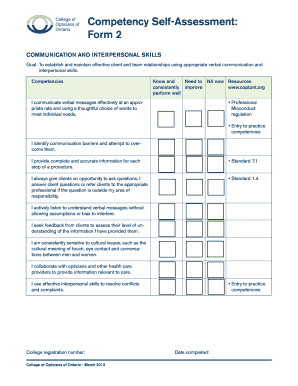 Competency Self-Assessment Form