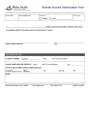 Account Activation Authorization Form