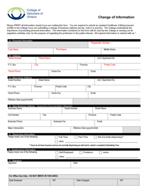 Change of Information Form