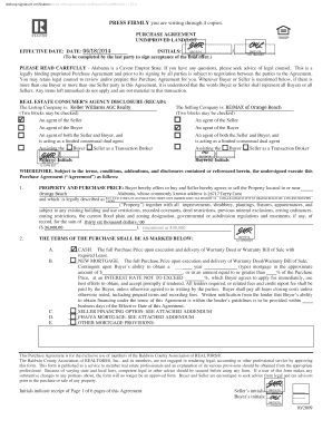 Alabama Unimproved Land Purchase Agreement