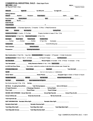 Commercial/Industrial Sale Data Input Form