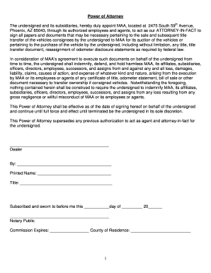 Power of Attorney for Vehicle Title Transfer