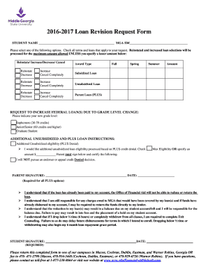 2016-2017 Loan Revision Request Form