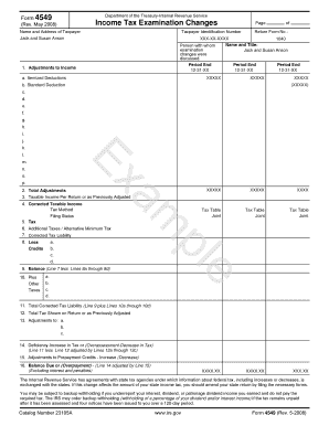 IRS Form 4549 Income Tax Examination Changes