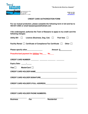 Credit Card Authorization Form