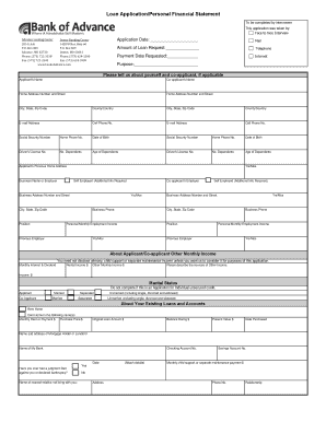 Loan Application and Personal Financial Statement