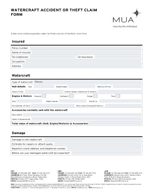 Watercraft Accident or Theft Claim Form