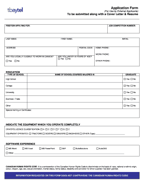 Tbaytel Job Application Form